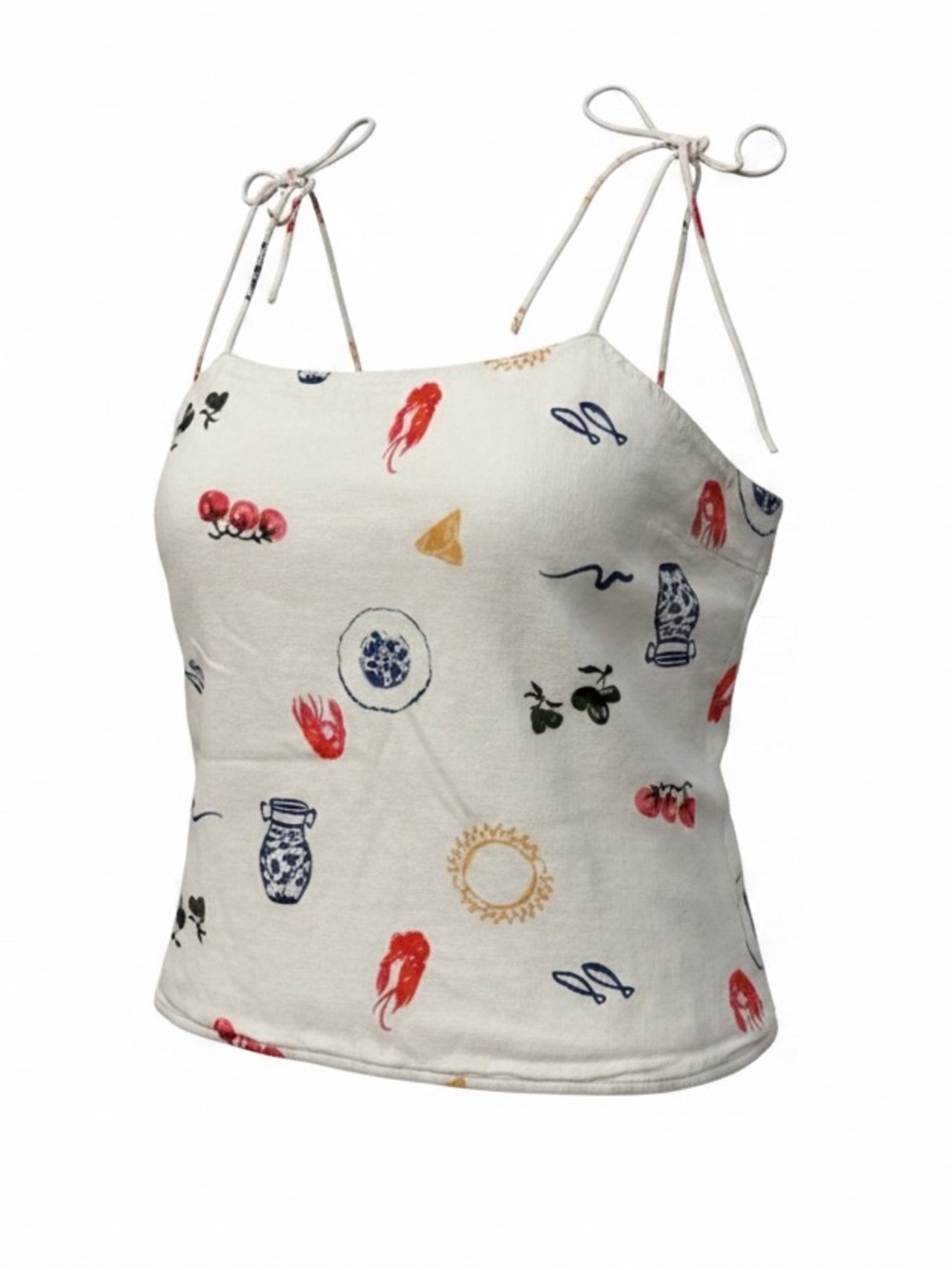 Abercrombie & Fitch Women’s Women’s Printed Tie-Strap Linen Blend Crop Cami